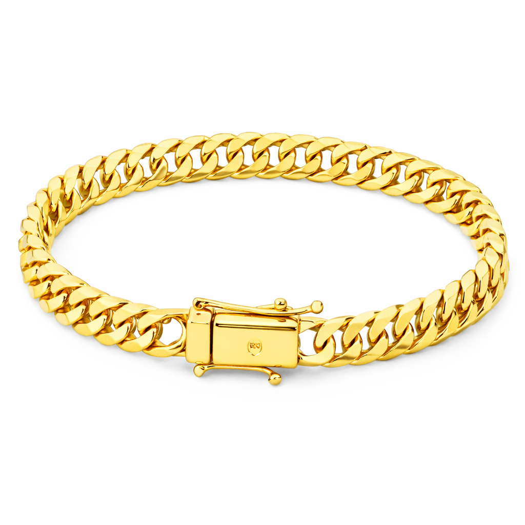 Pulseira Grumet Dupla 8mm Banhado a Ouro 24k
