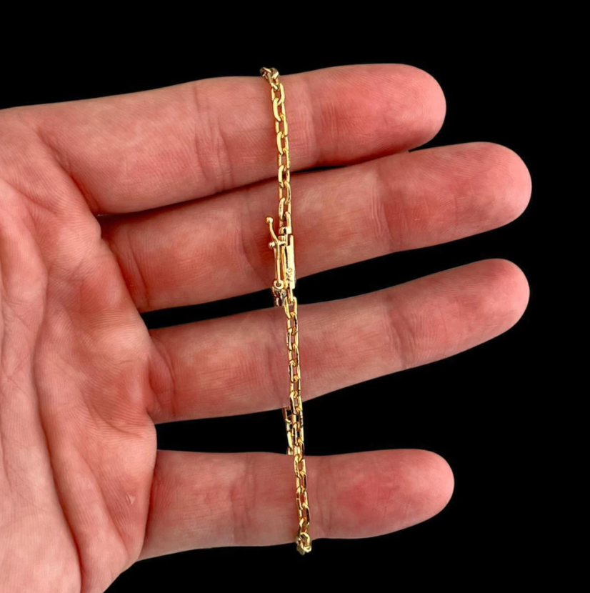 Pulseira Cadeado 3mm Banhado a Ouro 24k | Fecho Canhão