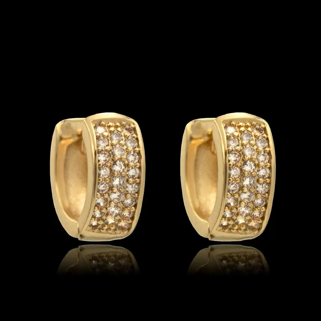 Argolas cravejadas 12mm Banhado a Ouro 24k