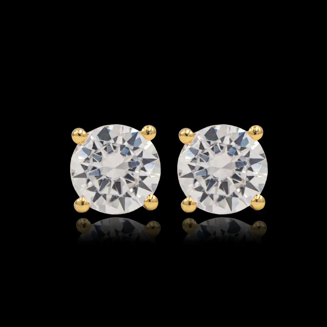 Brincos Zircônia 10mm Banhado a Ouro 24k