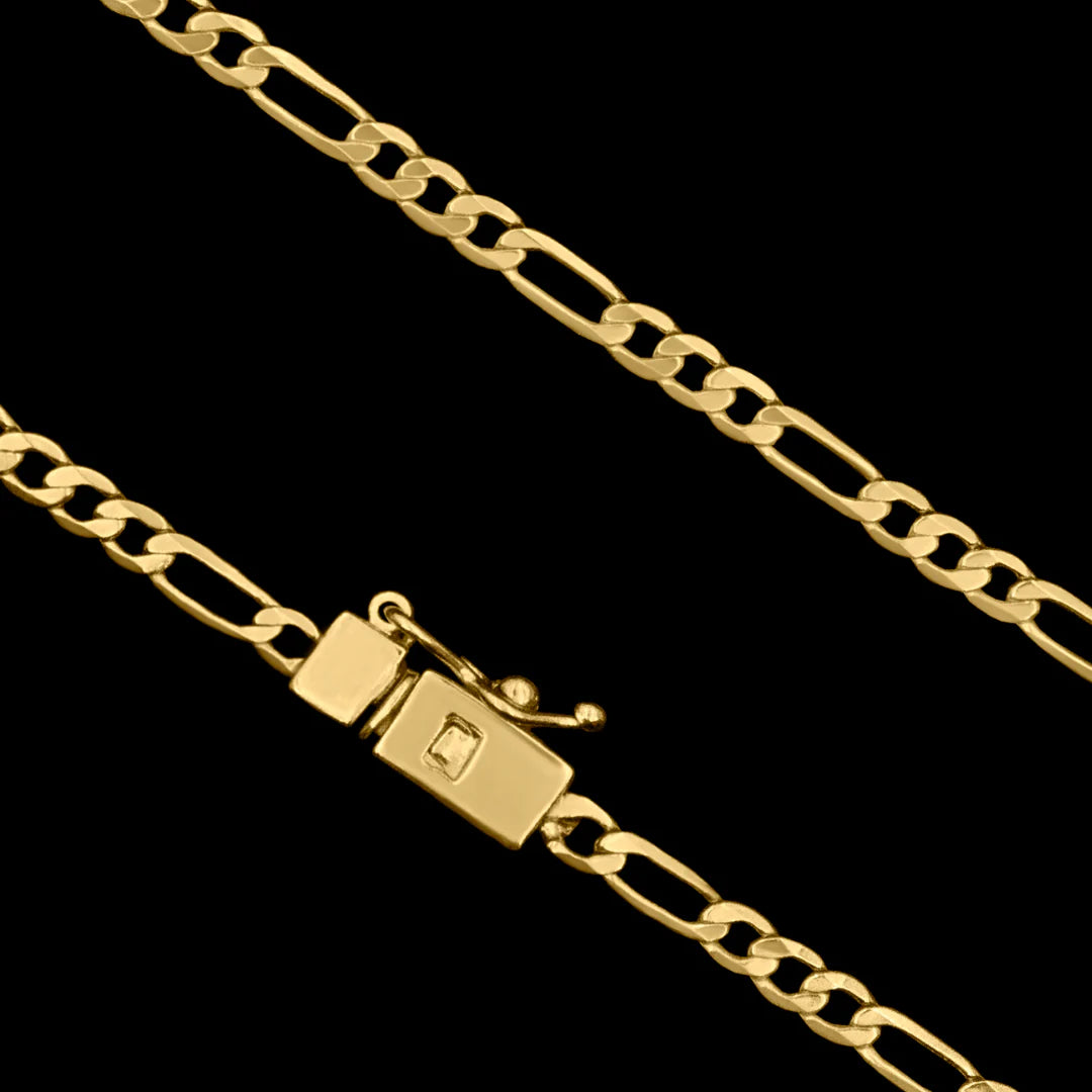 Corrente Fígaro 3mm Banhado a Ouro 24k