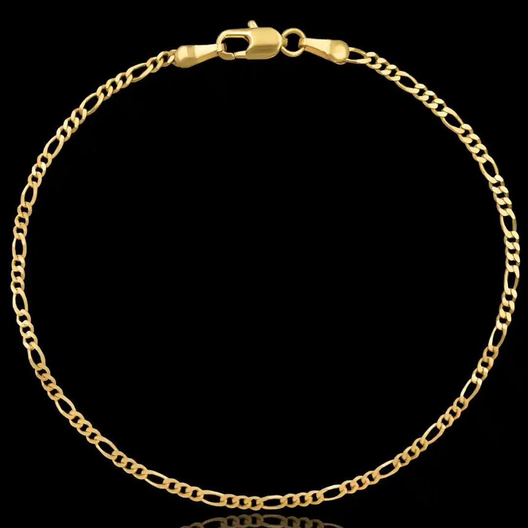 Pulseira Fígaro 3x1 2mm Banhado a ouro 24k